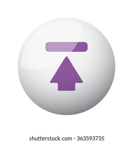 Flat purple Upload icon on 3d sphere