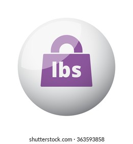 Flat purple Weight Pounds icon on 3d sphere