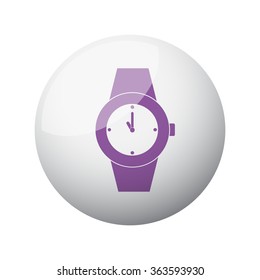 Flat purple Wrist Watch icon on 3d sphere