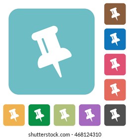 Flat push pin icons on rounded square color backgrounds.
