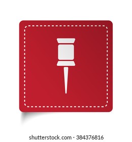 Flat Pushpin icon on red sticker