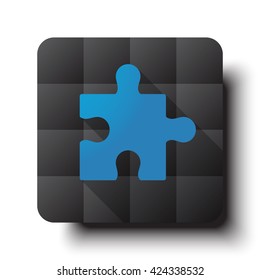 Flat Puzzle icon on black app button with drop shadow