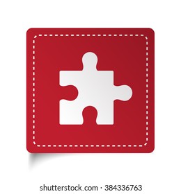 Flat Puzzle icon on red sticker