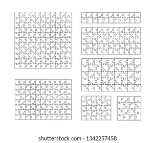 Flat puzzle. a lot of piece flat puzzle presentation. Many step circle business background. Section compare service banner. Vector illustration 