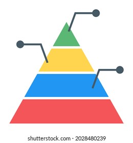 Flat pyramid chart isolated on white background