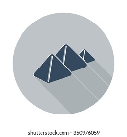 Flat Pyramids icon with long shadow on grey circle
