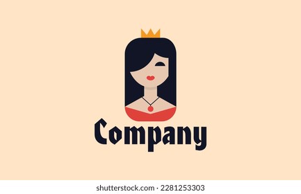 Flat Queen pageant contest posts set Vector illustration. Lady Queen Flat Logo Design