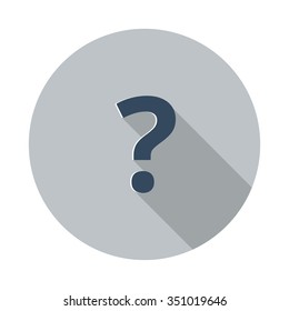 Flat Question Mark icon with long shadow on grey circle