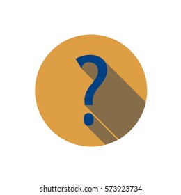 Flat question mark icon. Question with a long shadow. Icon in the circle.