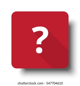 Flat Question Mark web icon on red button with drop shadow