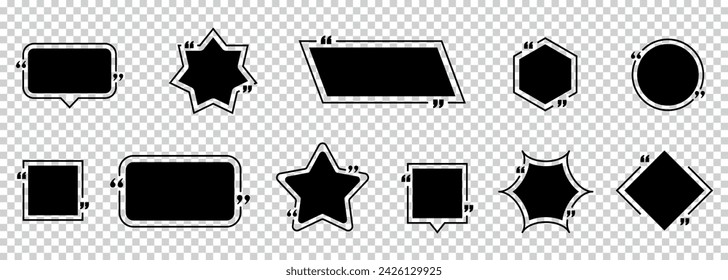 Flat Quote Bubbles Set - Different Vector Illustrations Isolated On Transparent Background