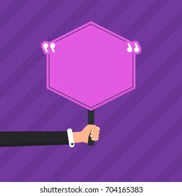 Flat Quotes Banner Design, Hands Hold Blank Signboard Vector Illustration