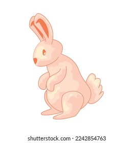 flat rabbit sitting over white