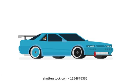 Flat racing car vector. Eps 10