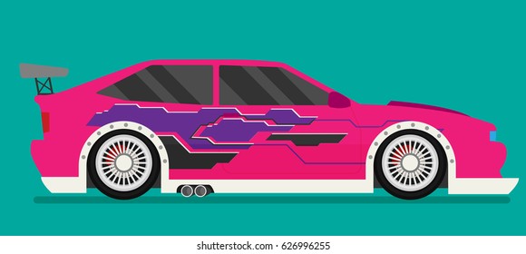 Flat racing car vector. Eps 10