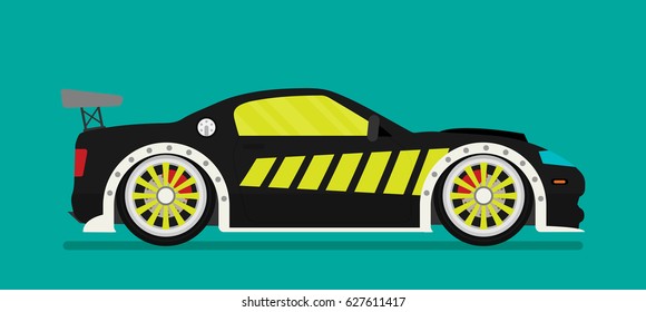 Flat racing car vector. Eps 10