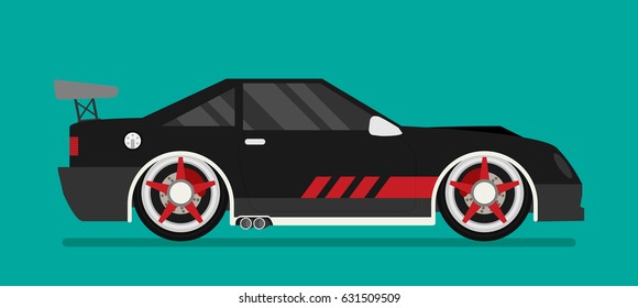 Flat racing car vector. Eps 10