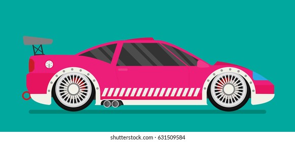 Flat racing car vector. Eps 10