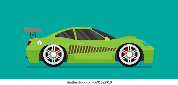 Flat racing car vector. Eps 10