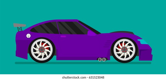 Flat racing car vector. Eps 10