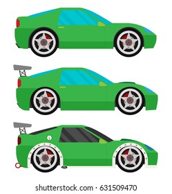 Flat racing car vector set. Eps 10