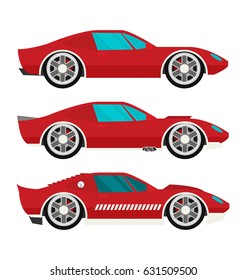 Flat racing car vector set. Eps 10