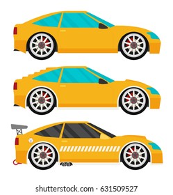 Flat racing car vector set. Eps 10