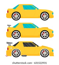 Flat racing car vector set. Eps 10
