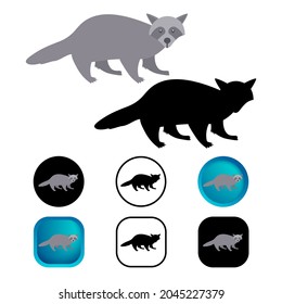 Flat Racoon Mammal Animal Icon Collection