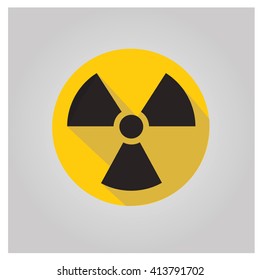 Flat radiation icon, white icon on a white background,Danger icon