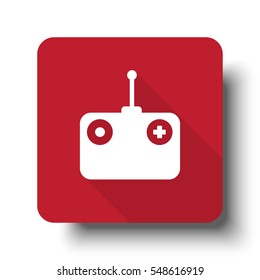 Flat Radio Control web icon on red button with drop shadow