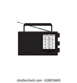 Flat radio on white background vector concept. Technology illustration in modern flat style. Color picture for design web site, web banner, printed material. 