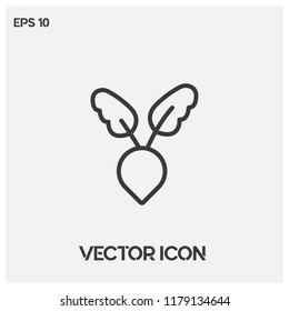 Flat radish vector icon illustration.Light background.Premium quality.