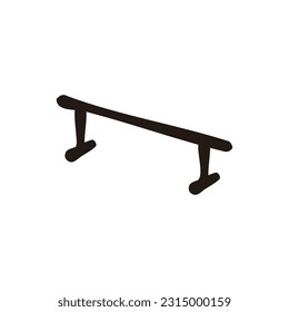 Flat rail - Skateboarding icon (Hand-drawn line, colored version)