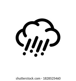 Símbolo de ilustración de nube de lluvia plana con diseño de estilo delineado, vector de plantilla de predicción meteorológica lluviosa inusual