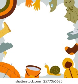 Flat Rain Element Vector Background