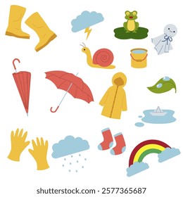 Flat Rain Element Vector Background