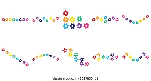 Paquete plano de la decoración de las flores del arco iris
