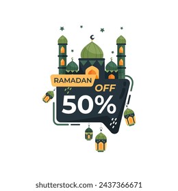 Flat Ramadan Big Sale Design-Ikone Social Media Post Promotion-Vorlage. Mit weißem Hintergrund.