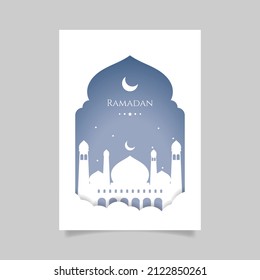 Plantilla de tarjeta de felicitación plana ramadan. - Vector.