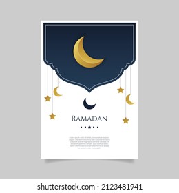 Flat ramadan greeting card template. - Vector.