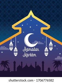 Flat Ramadan Kareem Celebration Concept