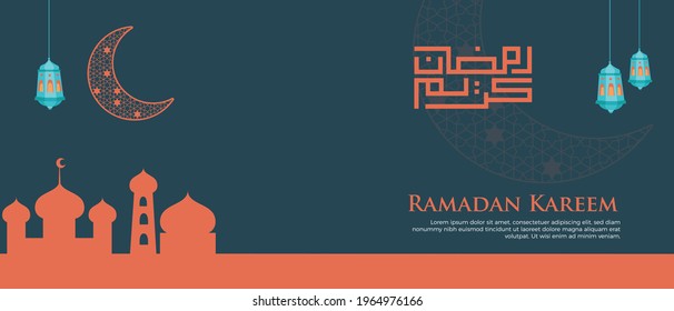 flat ramadan kareem in dark background 