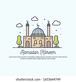 Flat ramadan kareem greeting illustration background premium vector