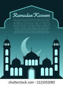 Flat Ramadan Kareem Illustration with mosque background