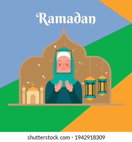 flat ramadan kareem illustration with vector