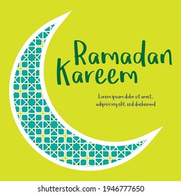 Flat Ramadan Kareem illustrations. Islamic pattern