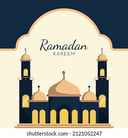 Ramadán plano Kareem con antecedentes de la mezquita Ilustración