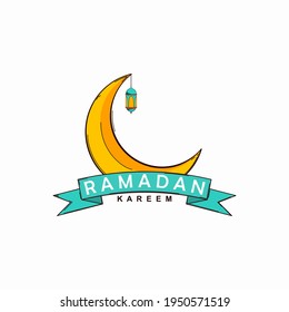 flat ramadan kareem sticker design