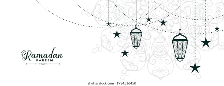 flat ramadan kareem white banner design